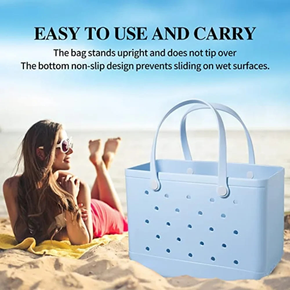 Bag for Open Sports,Purple Bag Outdoor Waterproof EVA Silicone Sandproof Pool Rubber Perforated Tote Beach Durable Beach