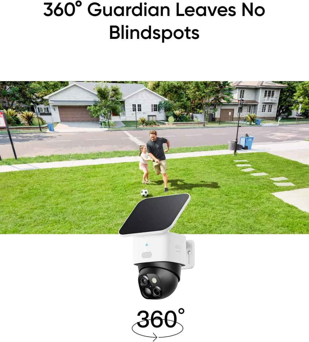 Surveillance, No S340, Fee, Monthly Wi-Fi, No Blind Solar Camera, SoloCam Camera, S380 Security Spots, 2.4 HomeBase Outdoor Wireless Compatible Security GHz 360° eufy