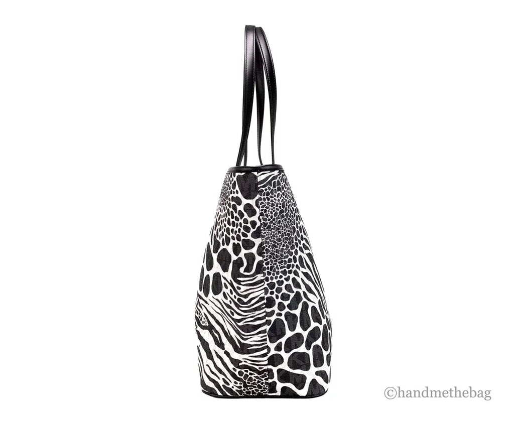 Bag Shoulder Michael Purse Print Animal Carter Large Open PVC Kors Black Tote
