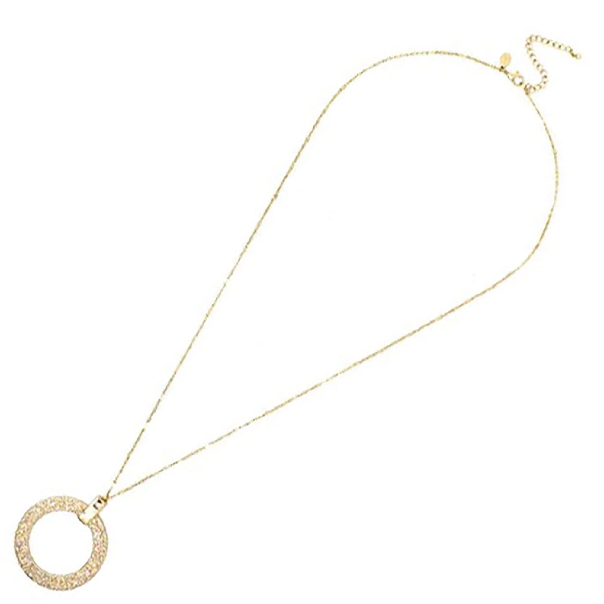 Glitter Inc Blue for Open Necklace Box Gold Circle Long Boutique Teens Women, Pendant AB