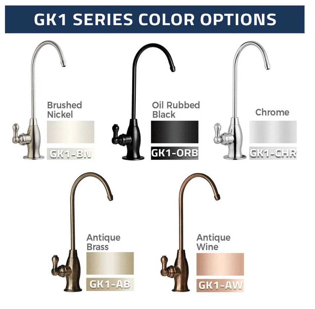 Heavy Nickel iSpring Water, Bar Reverse High RO Sink Brushed Faucet, Kitchen Drinking Spout Osmosis, GK1-BN Contemporary Duty