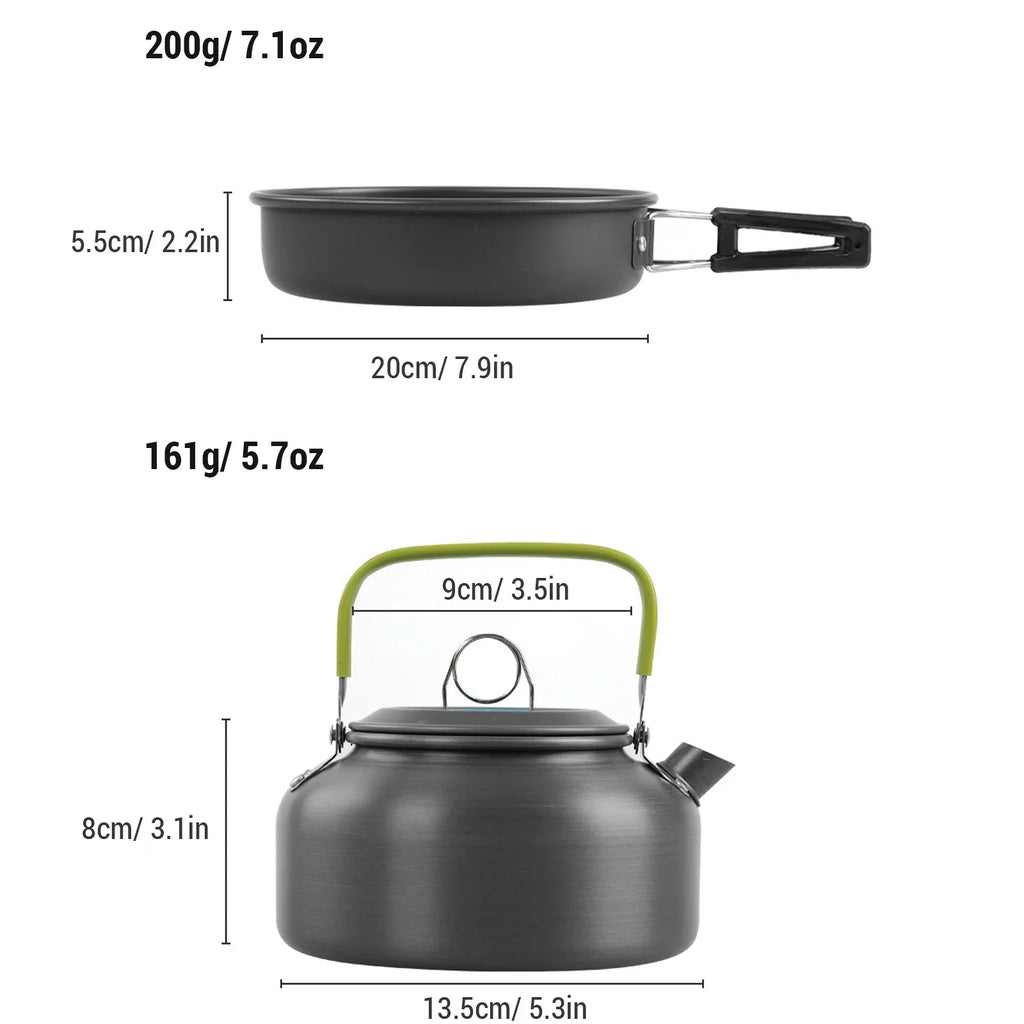Pot Kit Cookware Anself Set and with Mess and Pan Camping Stick Backpacking Kettle Non Cooking for