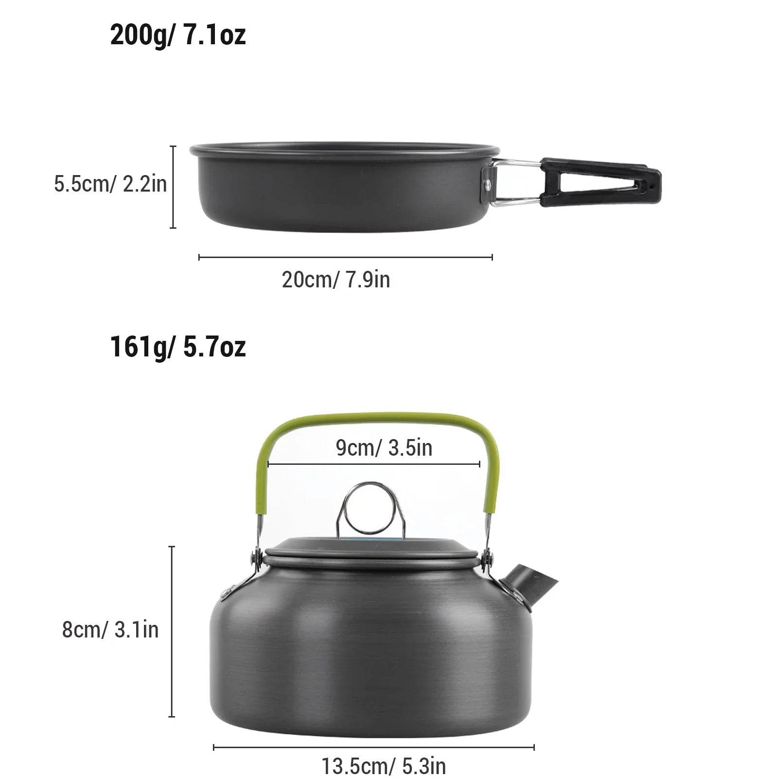 Pot Kit Cookware Anself Set and with Mess and Pan Camping Stick Backpacking Kettle Non Cooking for