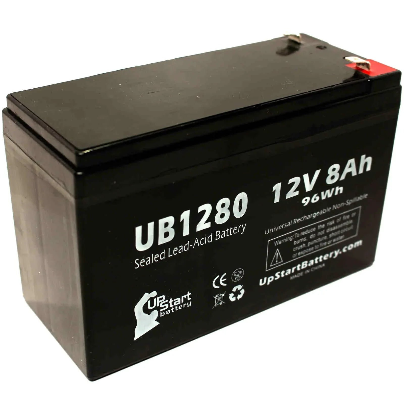 F1 6 Compatible AGM, Pack Acid Terminal UB1280 Replacement - Includes 8000mAh, SLA) Universal Battery 280ES Opti-ups 8Ah, F2 3x to (12V, Terminal, - - Battery F1 Sealed Adapters Lead