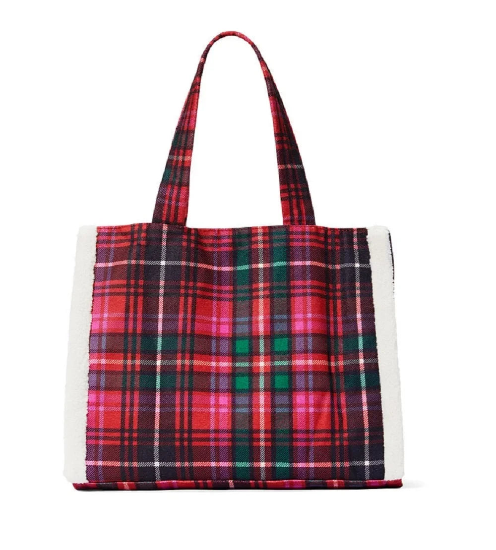 Fleece VS Bag holiday Plaid Limited Secret Trim edition Tote NWT Victoria’s 2022