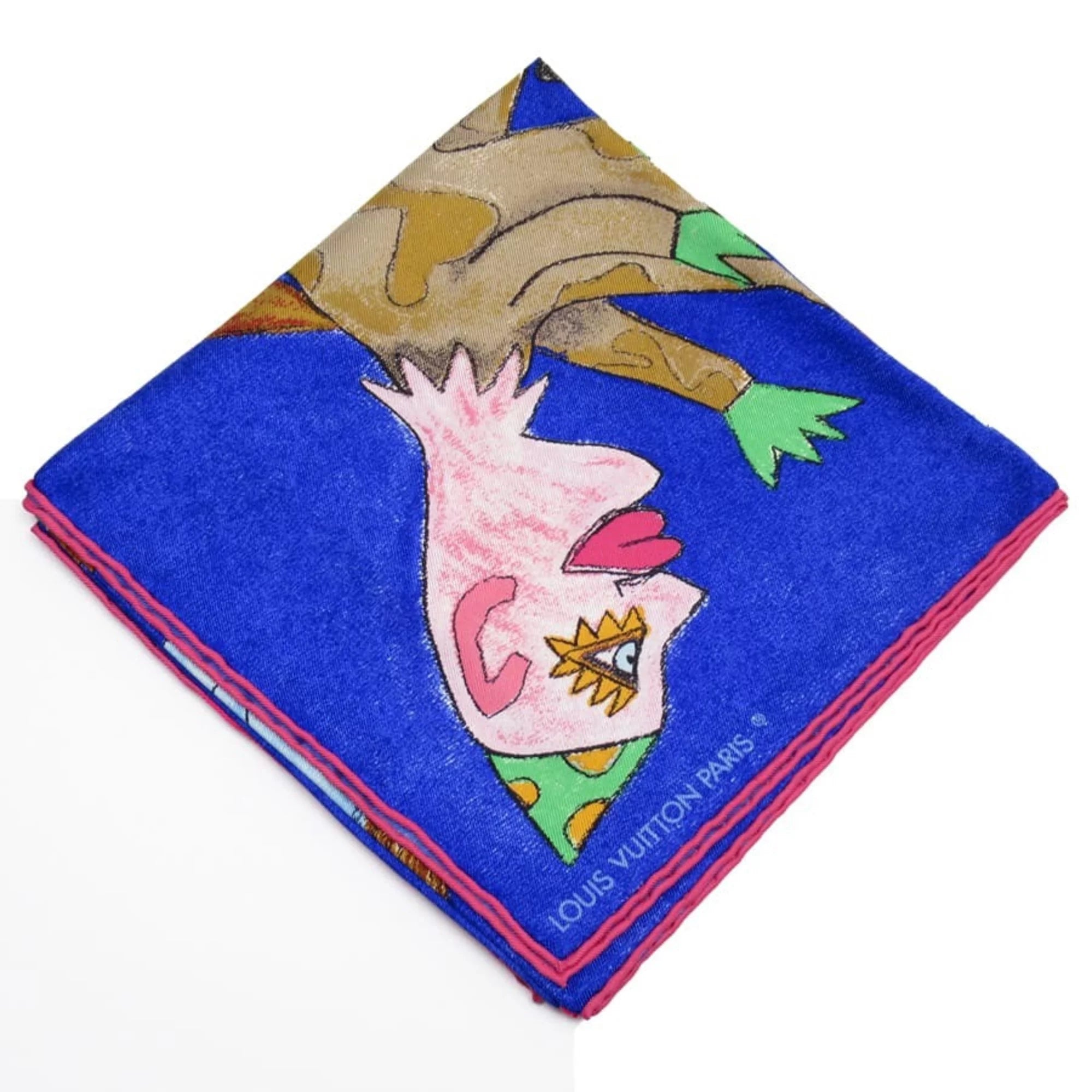 Estimated Wilson Pre-Owned Louis Scarf (Good) William Vuitton Silk Blue