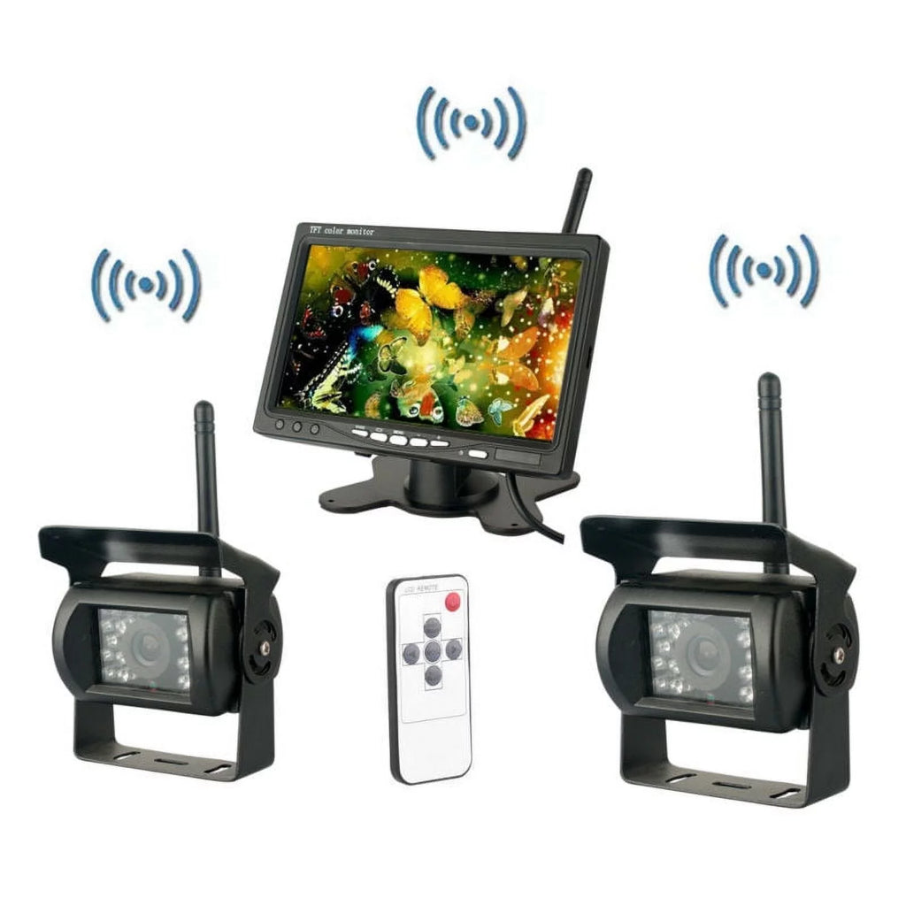 Monitor Vision RV for Wireless Trailer 7" View Cameras Waterproof Dual Bus Truck with Camera Backup Rear Parking Assistance Night