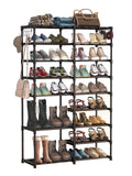 Shoe Storage Removable Tower Black Stackable Closet Large for Tiers 32-40 Shoe Pairs Storage, Boot Shoe Dustproof Shoe for Stand Rack 2 Boot Hooks with Organizer 9 Shelf Organizer Fiuion Shoe