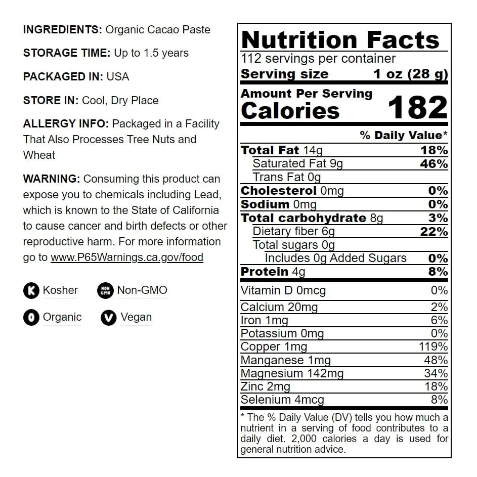 Raw, to Paste, Food Live Kosher, Pounds — Vegan 14 Non-GMO, Organic — Cacao by