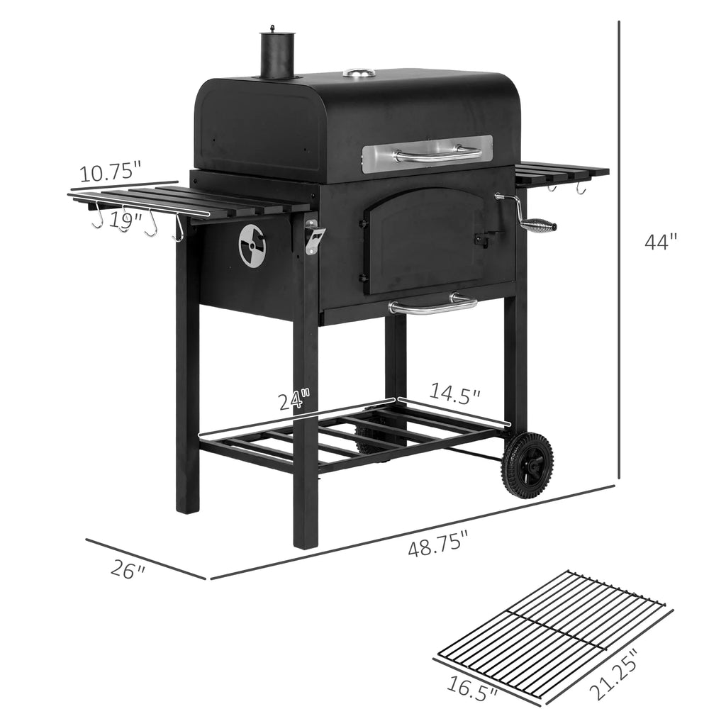 CoSoTower Barbecue Thermometer, Bottle Shelves, Adjustable Black Wheels Patio, Folding Opener Backyard, with for Height, Grill, Picnic, Portable Camping, & BBQ with Charcoal Outdoor
