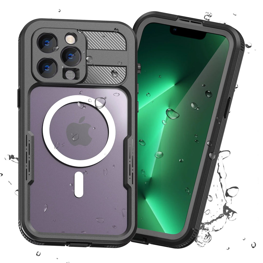 Waterproof, 14 for Protector 6H iPhone for 6.7" [Real 360][IP68 Pro - Dropproof][Dustproof][Compatible Underwater][14FT Pro Black Max with iPhone 14 Built-in Case MagSafe] Military Max Screen