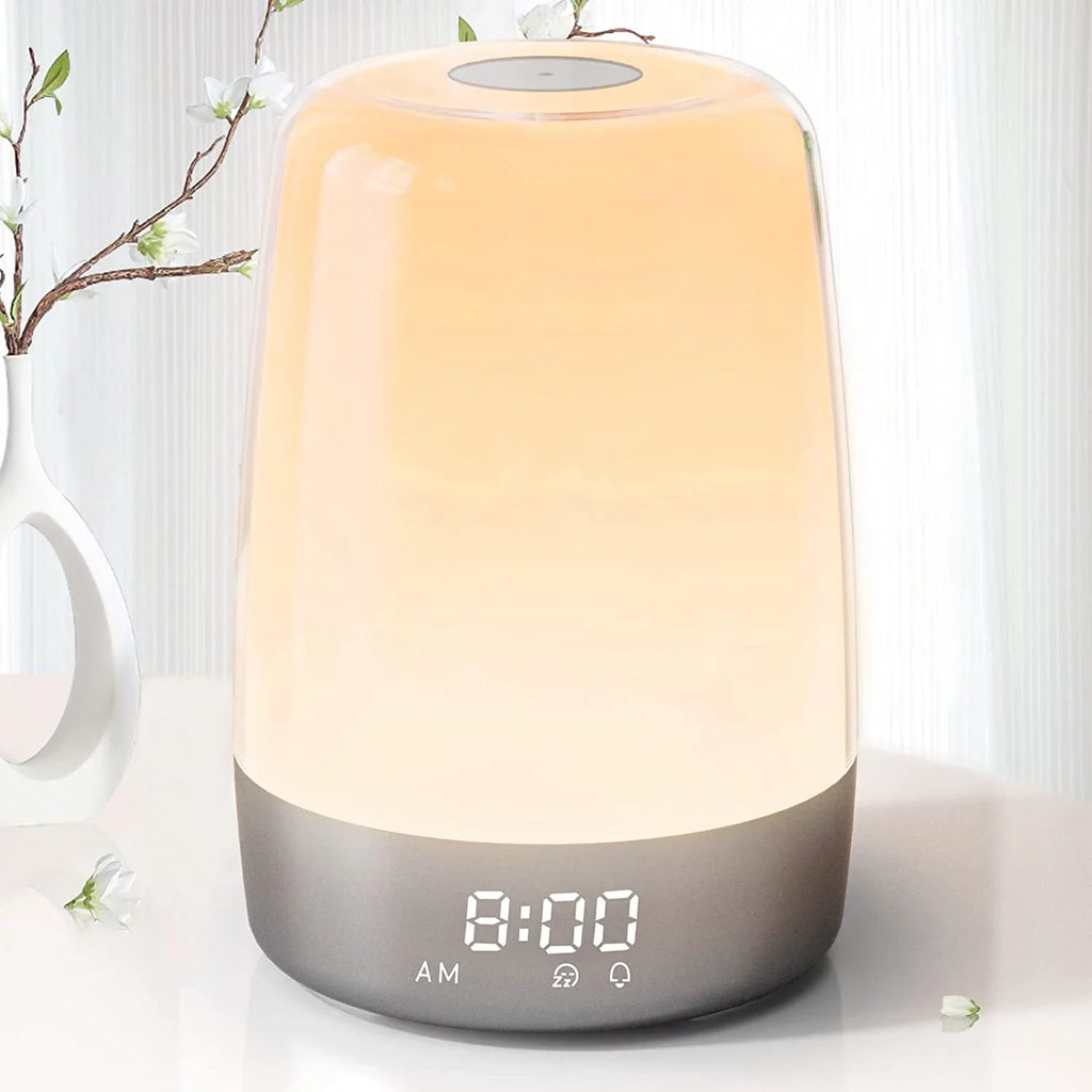 Sleepers Night Sleep Aid, Sunrise RGB Clock Bedside Wake for Kid Bedroom Lights, Sun Dimmable Light Alarm Sound Light Timer Snooze Alarms, Simulation Up Nursery Natural 7 Heavy Lamp Adults, 7
