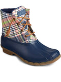 M Water SPERRY Block Round Zip-Up 8.5 Resistant Lace Toe Saltwater Non-Marking Womens Plaid Heel Blue Duck Boots