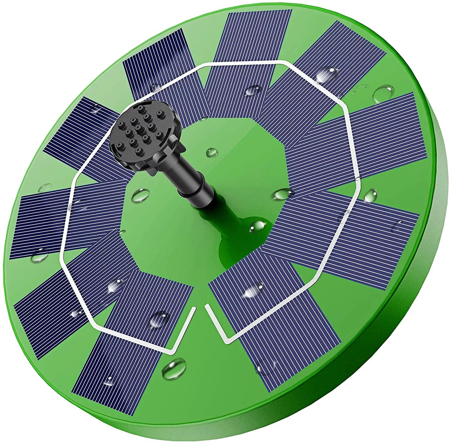 Solar or Water (Green) Nozzles, with Built-in Pond Fish Solar Pump AISITIN Decoration 1200mAh Solar Fountain Pump, Garden for Aerator Bird Floating Fountain Pump Bath, Battery, 6 3W Tank,