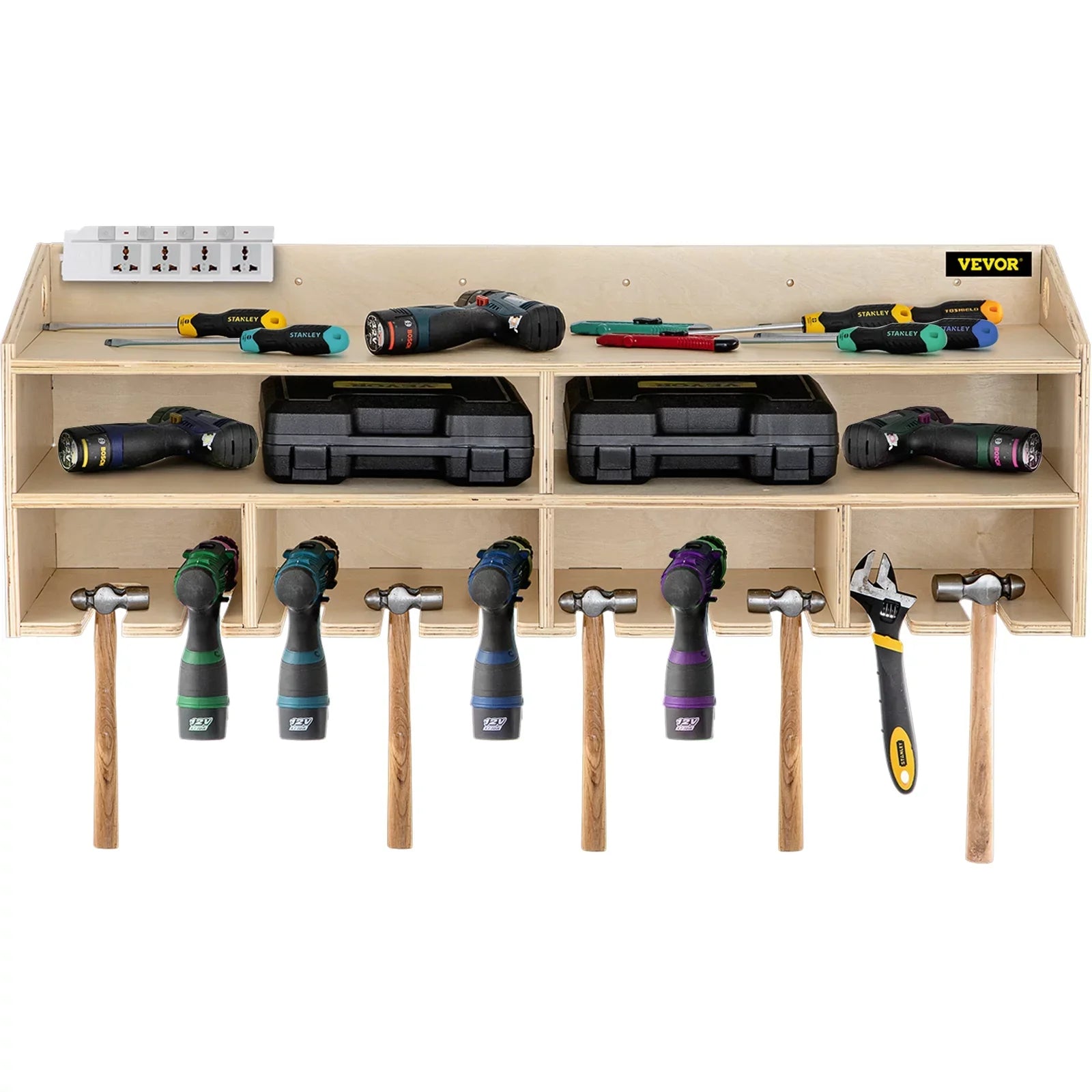 Wall 10 Mounted Wall Tool BENTISM Drill Organizer Holder Power Tool Slots 2-shelf