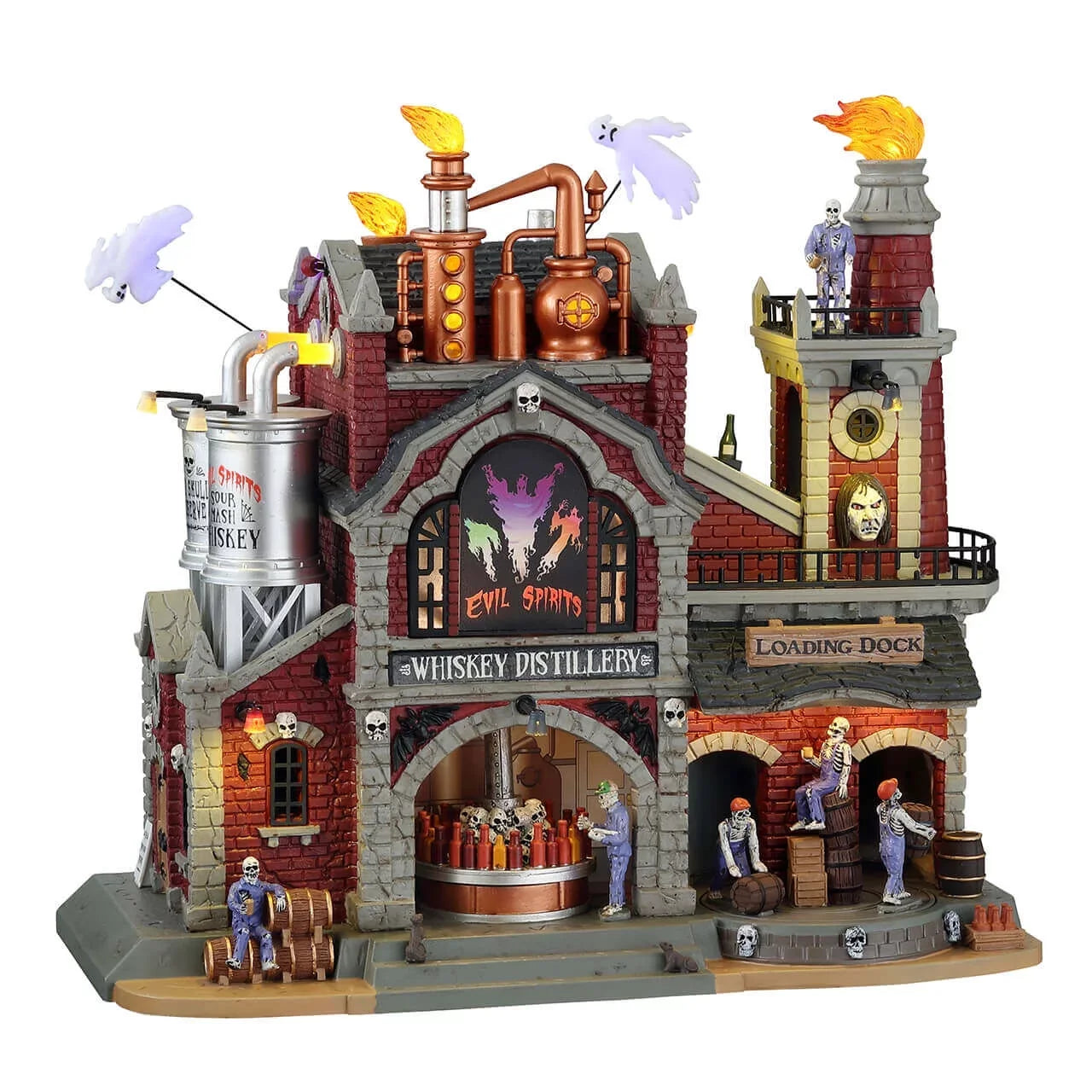 With Collection Adaptor Village #15723 Evil Whiskey Lemax Spirits 4.5V Distillery,