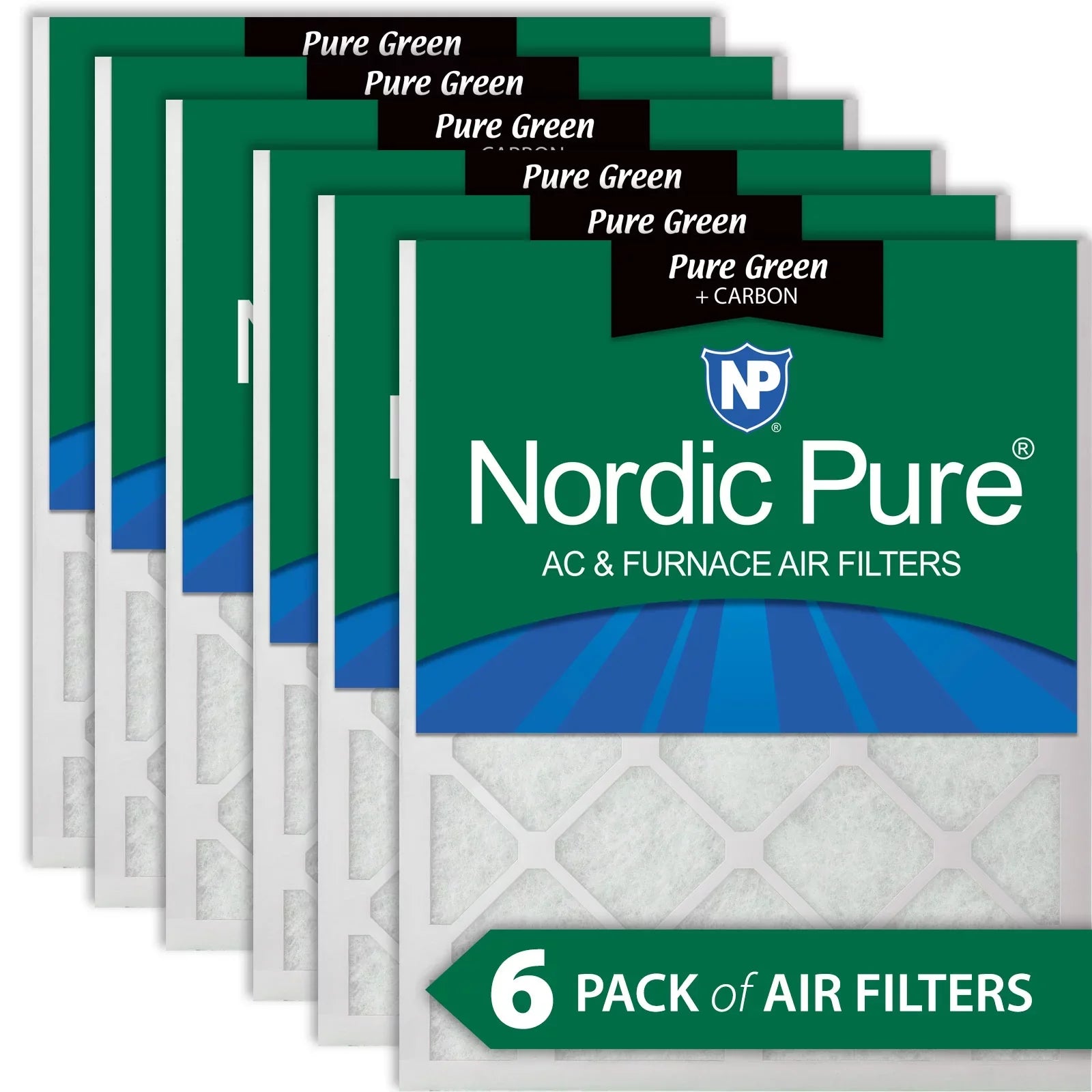 14x30x1 Green Plus Air Eco-Friendly 6 (13_15/16x29_15/16) Pure Filters Carbon Pk