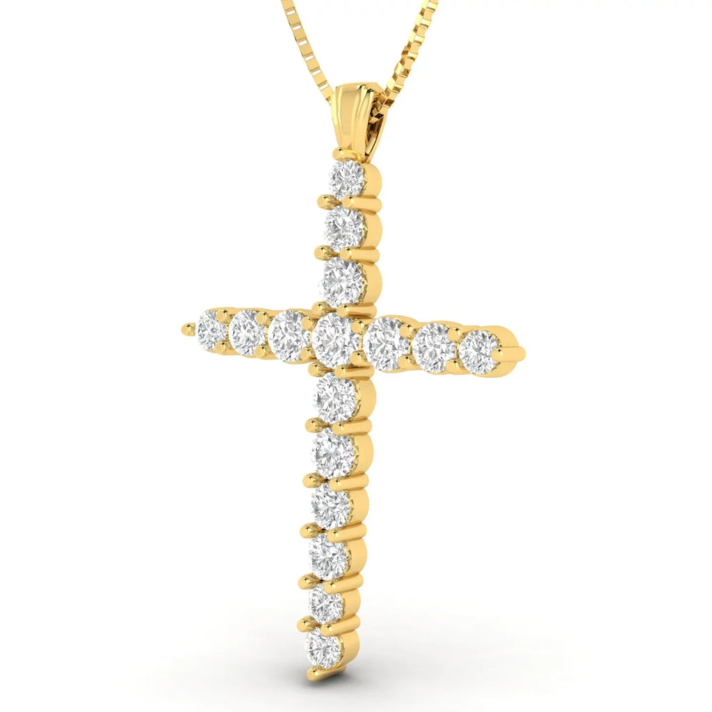 (1.00ctw, Pendant in Necklace Yellow 10k Cross 1.00ctw Natural I2-I3) Gold G-H, Diamond