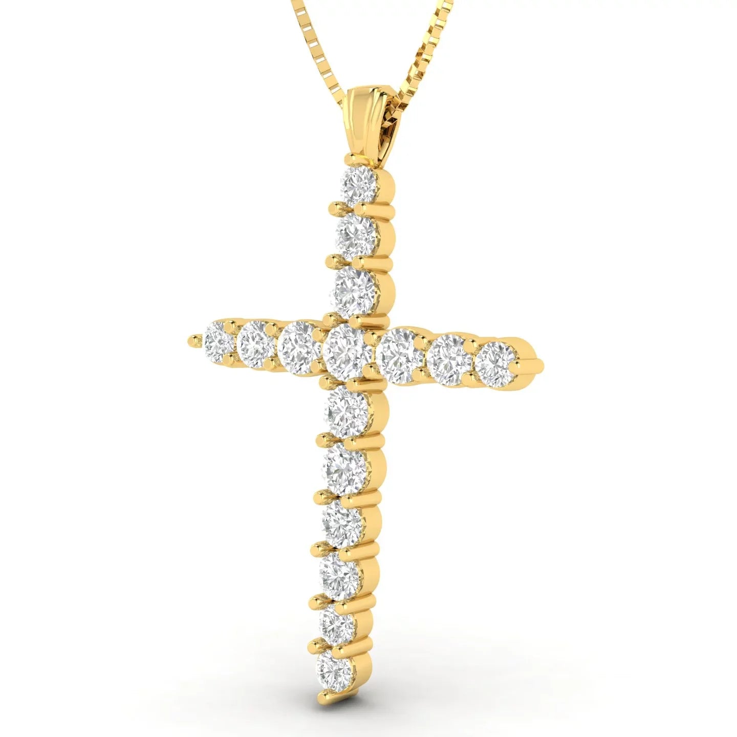 (1.00ctw, Pendant in Necklace Yellow 10k Cross 1.00ctw Natural I2-I3) Gold G-H, Diamond