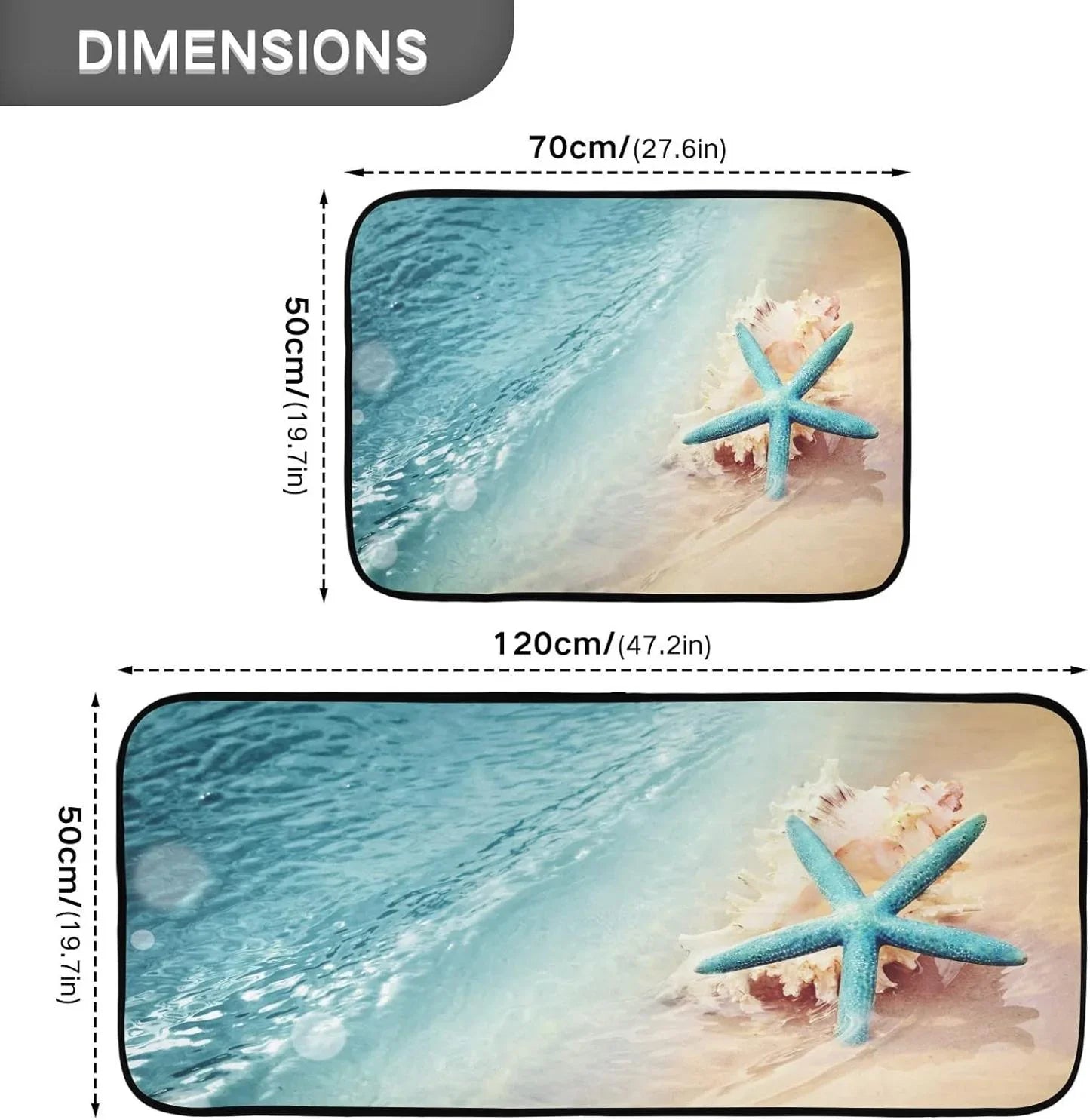 Perfect Bedroom and Kitchen Mats Washable Beach Room 19.7"x27.6" Living Carpet Sea Summer Bestwell Entryway, + for Runner Area Wave 19.7"x47.2" Conch Rug Floor Starfish Rugs,