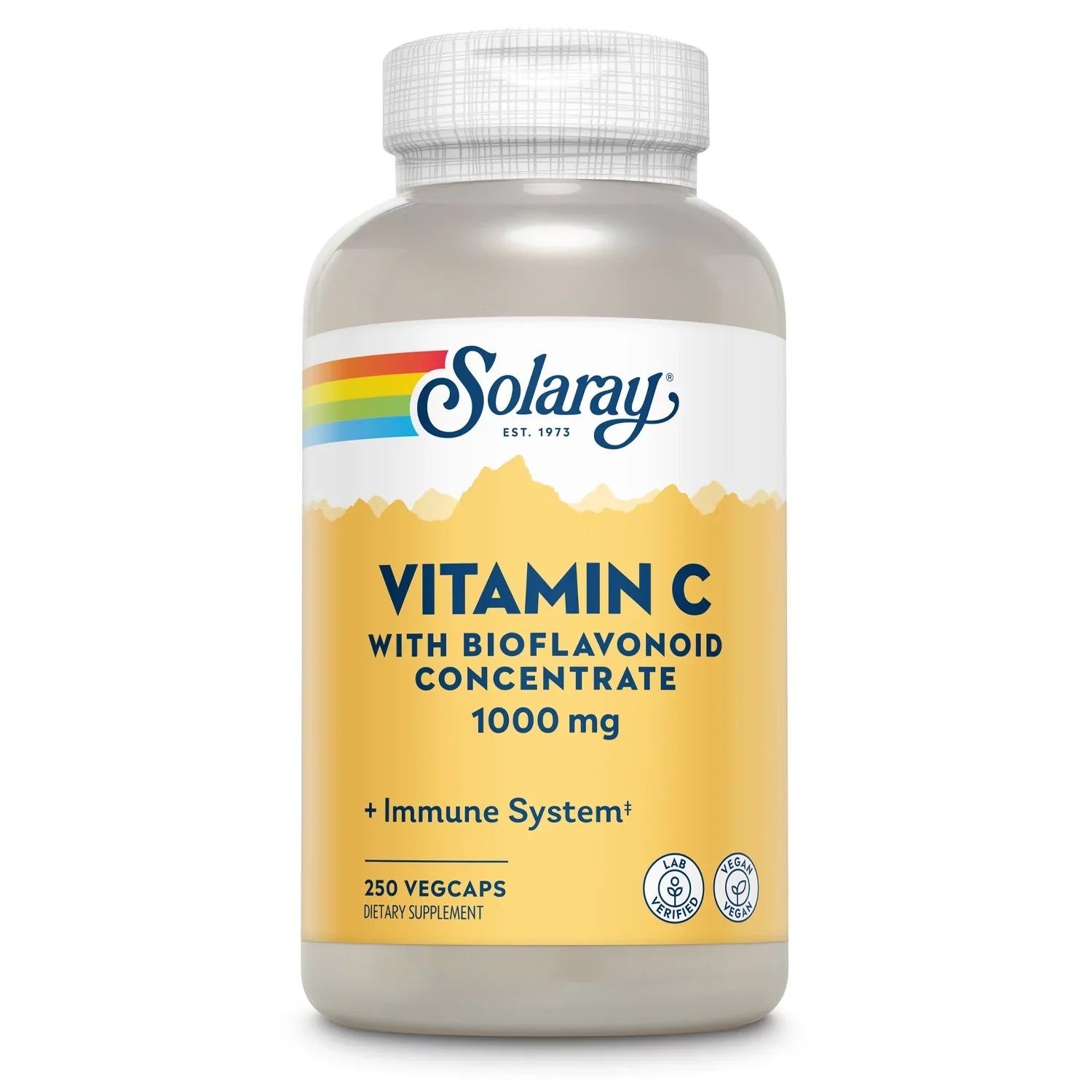 Bioflavonoid with Vitamin Healthy Function, 250 VegCaps Nails Support, Concentrate C Immune & Hair Solaray Skin, 1000mg,
