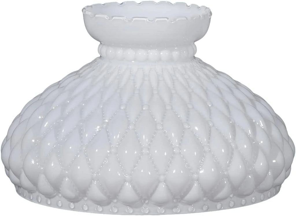 Crimped Pattern Opal GOURE® Glass 10" Top Student Shade with Diamond Quilted