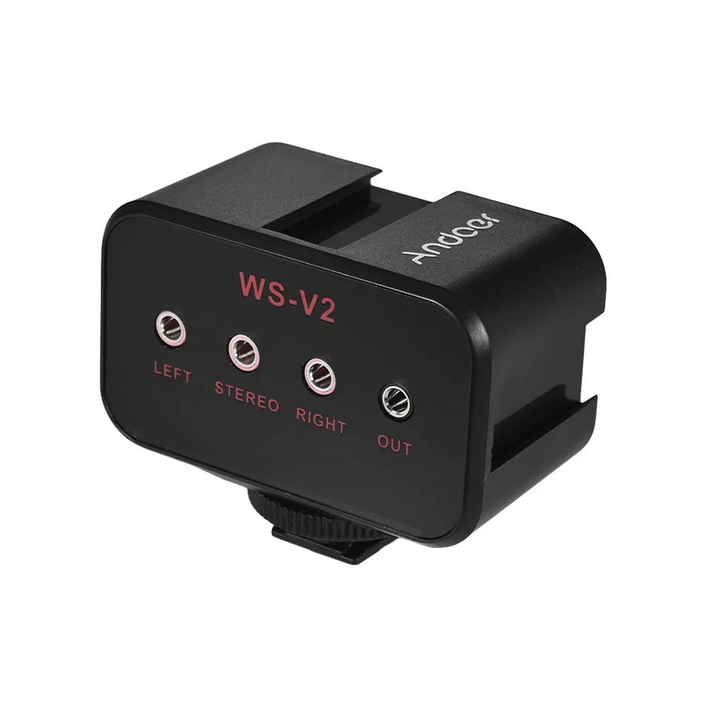 Adapter Output WS-VS Hub & Dual-Channel Camcorder Andoer Mounting Microphone DSLR for Audio Cold Stereo Shoe Mixer 3.5mm