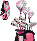 PreciseGolf Co. Precise M5 Dames Golf Club Set Complete Right Handed Inclusief Titanium Driver, S.S. Fairway, S.S. Hybrid, S.S. 5-Pw Iron Putter, Stand Bag, 3H/C'S Pink(Rechtshändig)