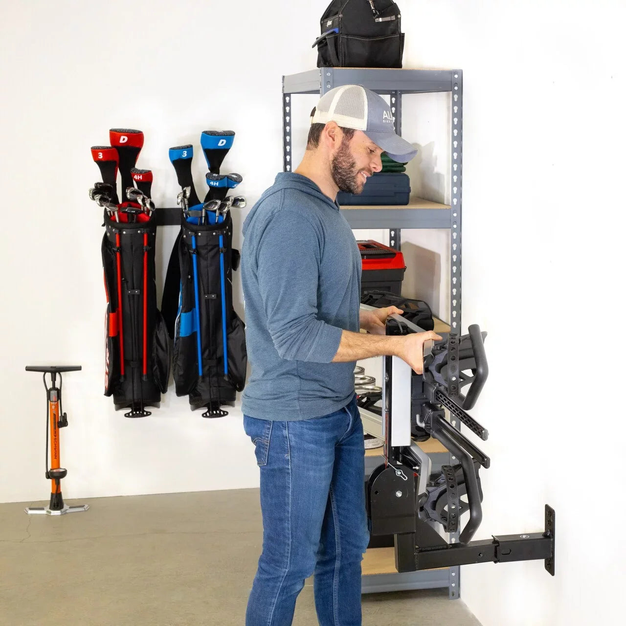 lbs Hitch StoreYourBoard Storage, Hanging Garage Max Holds 175 Hitch Mount, 2" Bike Wall Heavy Steel, Receiver Organizer, Duty Trailer
