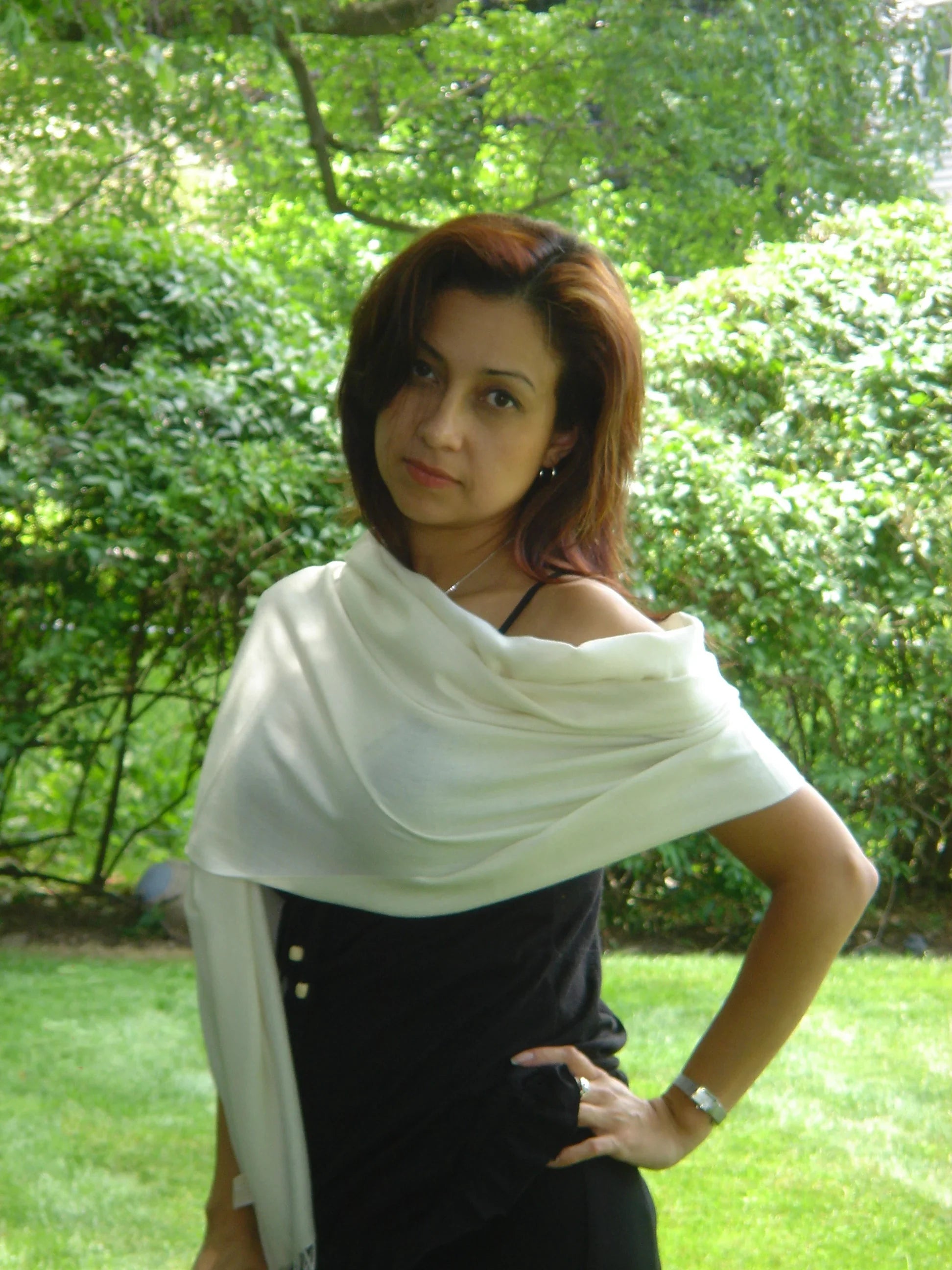 (Cream/Ivory Shawl) Regular Shawl/Shawls/Scarf/Scarves/Wrap/Stole/Muffler/Cape/Ruana/Blanket/Throw/Pashmina Scarf/Wool/Silk Shawl/Cashmere