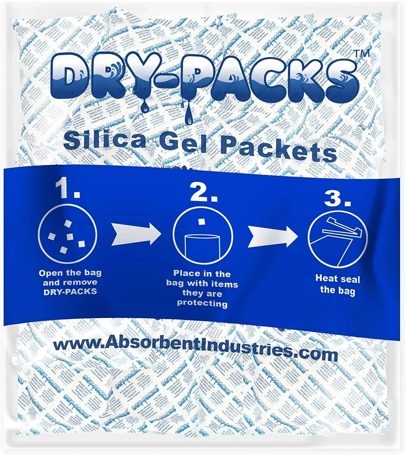 Dry-Packs Moisture in 448 Dehumidifier Gram Rechargeable Absorbs Gel Industries Silica Tyvek 40PK Absorbent