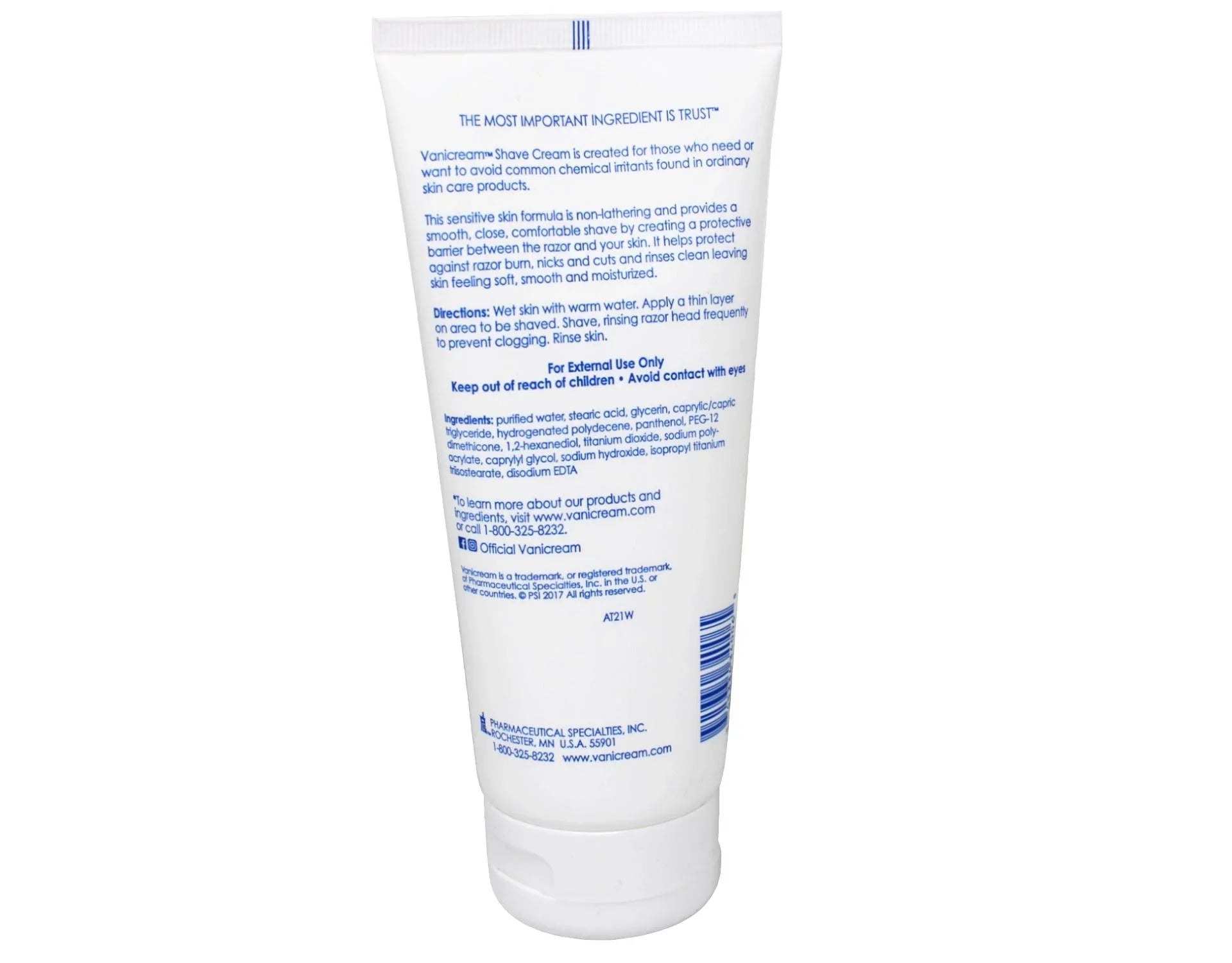 Each Vanicream For Shave 2 Skin Sensitive Pack 6oz Cream