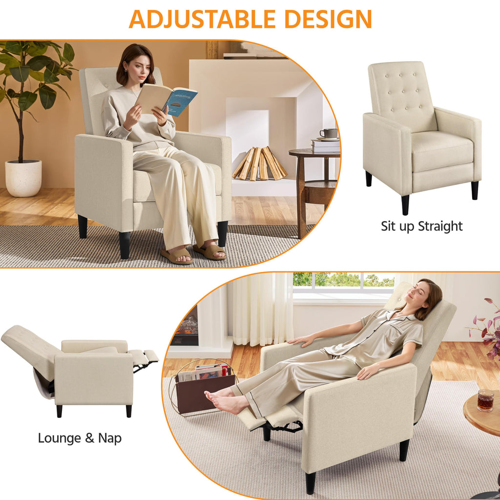 Yaheetech Fabric Recliner Chair Tufted Upholstered Single Sofa Gray