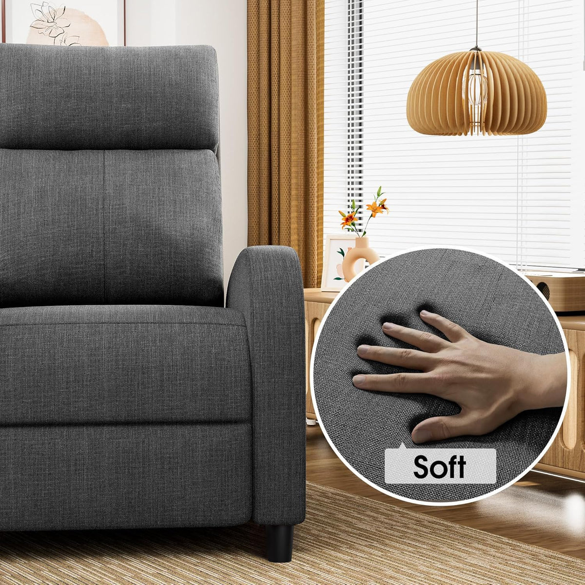 Homall Recliner Chair, Recliner Sofa PU Leather for Adults, Black Recliners
