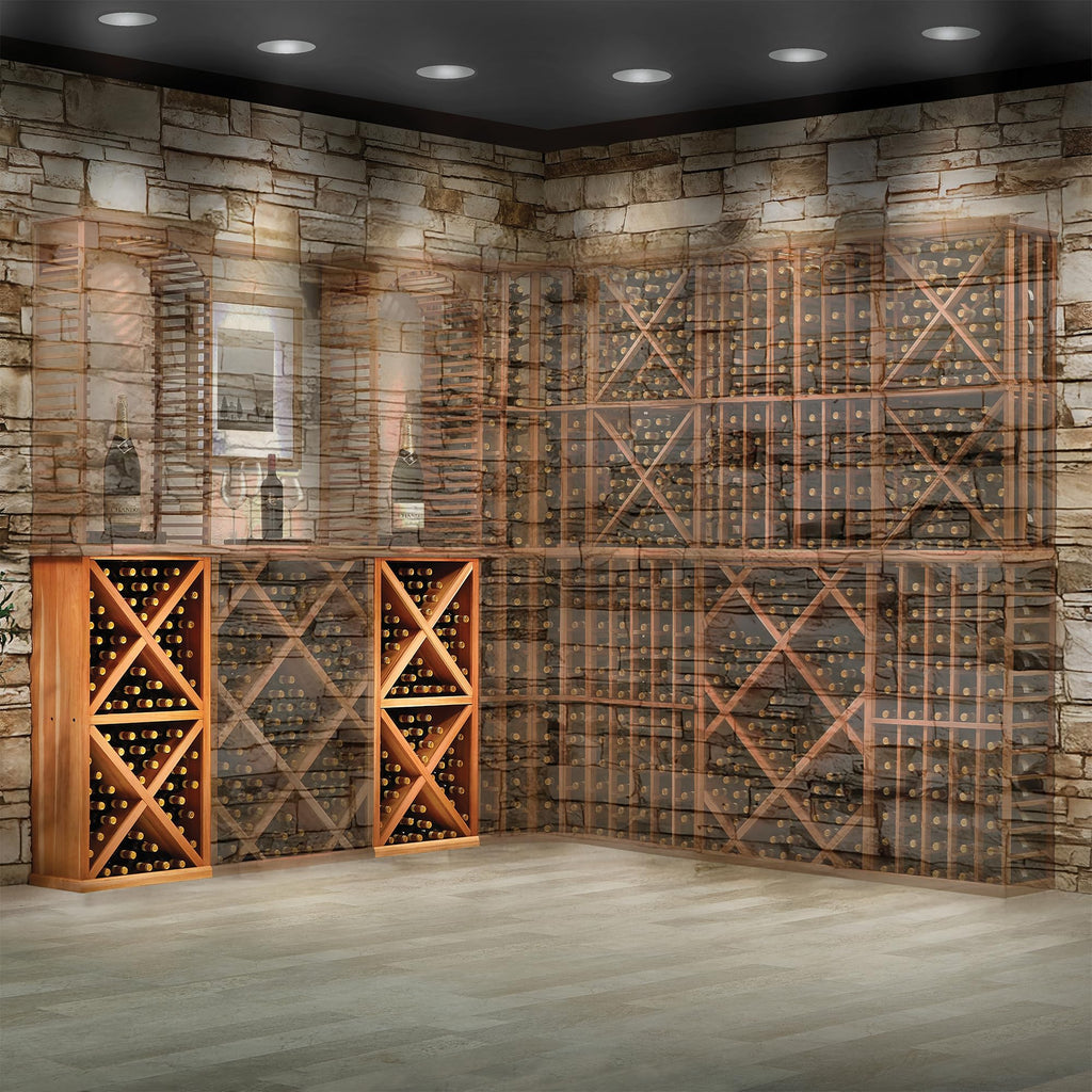 Wine Enthusiast N'FINITY Stackable 4 Foot Wine Rack - Curved Corner - Solid Mahogany - 48 Bottles - Stylish Durable Wine Rack Home Decor â Bar Cabinet Liquor Storage