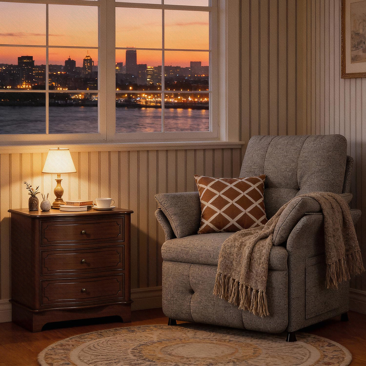 Power Recliner Chair with Heat & Massage, Electric Recliner for Elderly