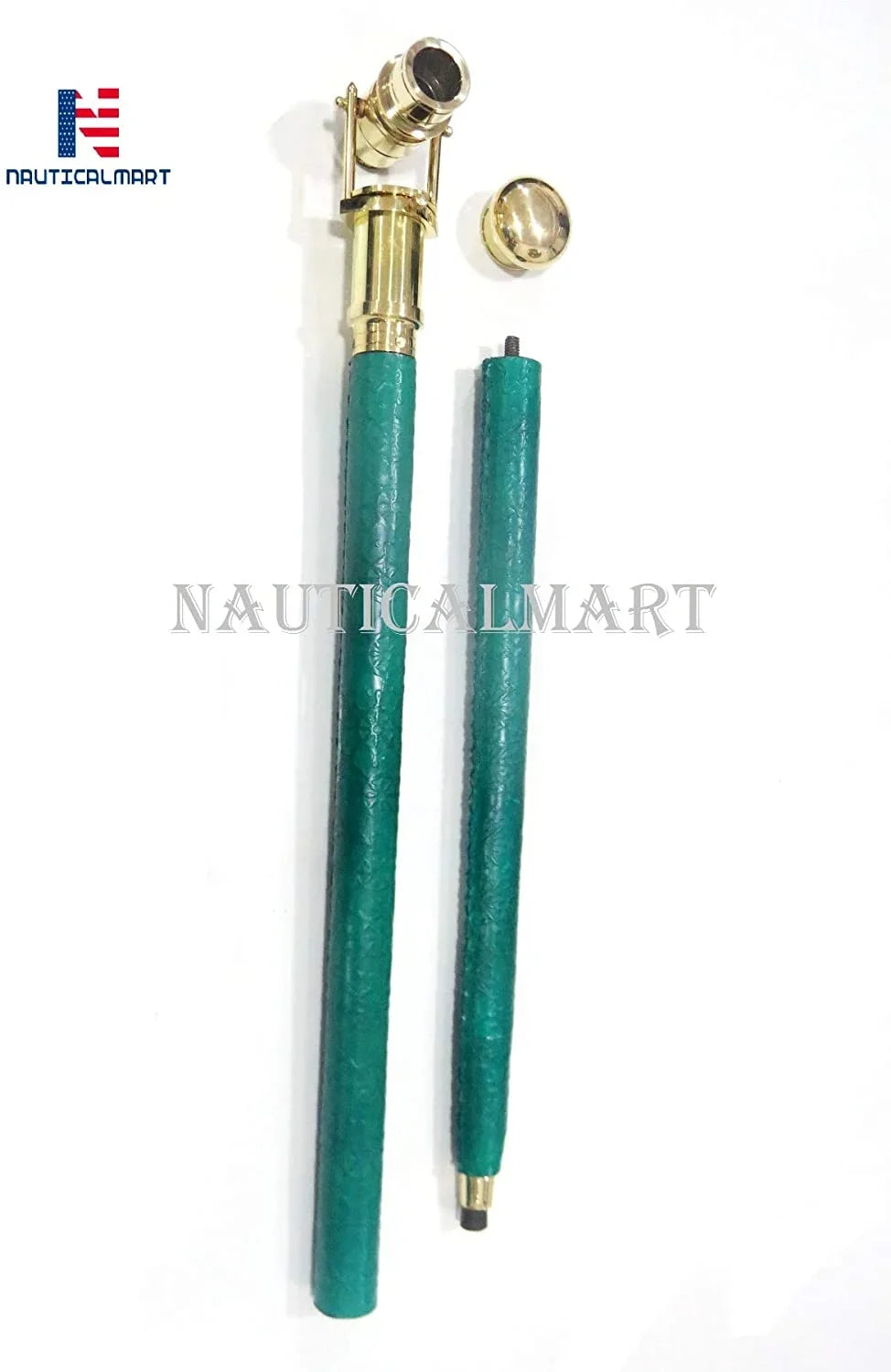 Spyglass Stick Brass Prop Cane Head Foldable Collectible Marine Nautical Walking Telescope