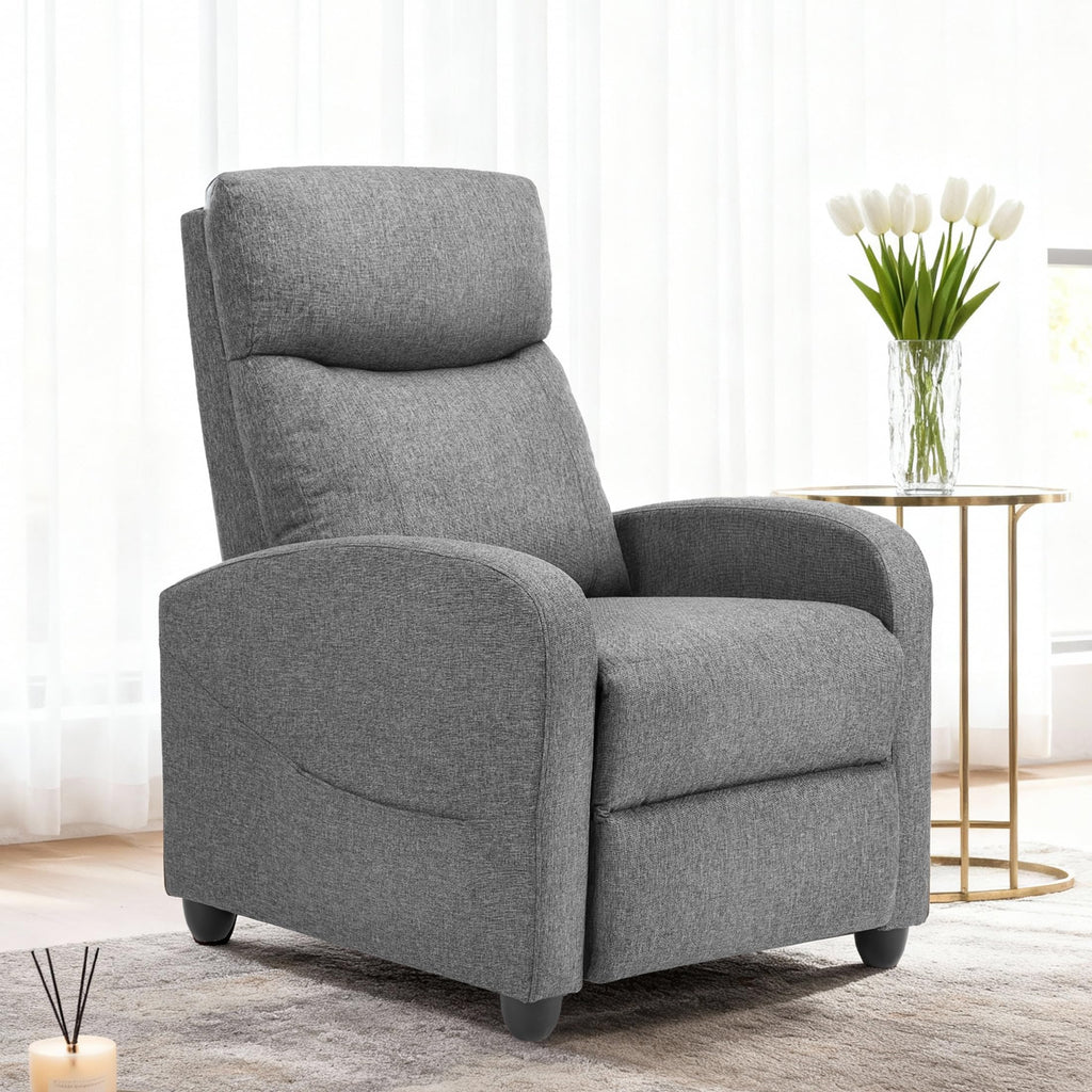 Sweetcrispy Massage Recliner Chair for Adults, Adjustable Home Theater Seating with Lumbar Support for Living Room, Modern Fabric Reclining for Small Space, Grey