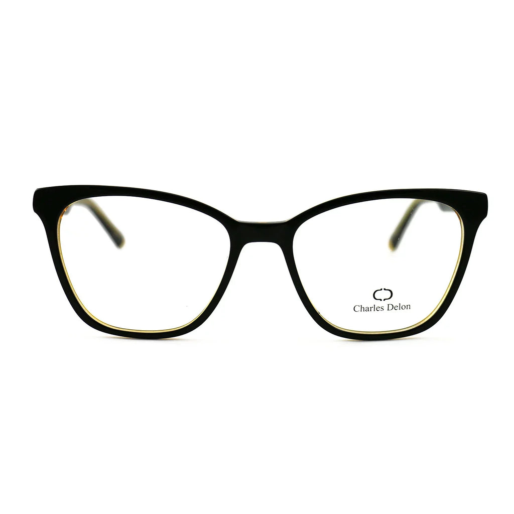 142 Eyeglasses 54 by Black/Gold Delon Cat Womens Eye 18 Frames Charles
