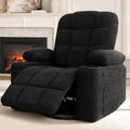 Swivel Rocker Recliner Chair,Recliner Single Sofa with Cup Holders, Manual Nursery Rocking Chair with Side Pockets, Modern Upholstered Recliner for Living Room,Apartment,Home Theater(Black)