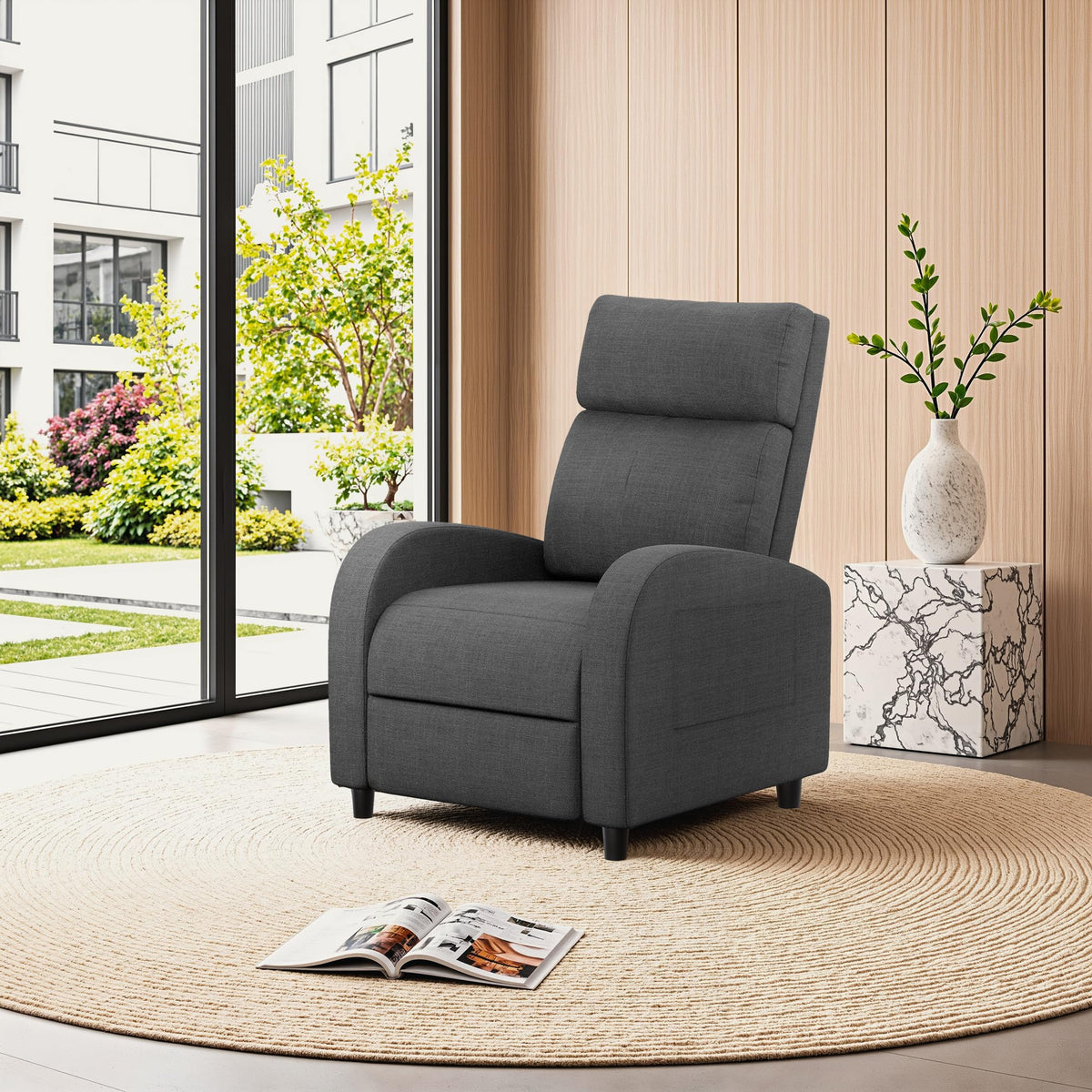 Homall Recliner Chair, Recliner Sofa PU Leather for Adults, Black Recliners