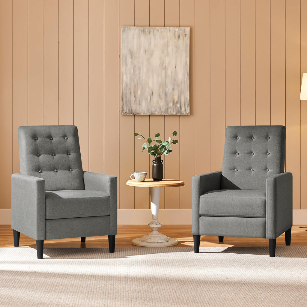 Yaheetech Fabric Recliner Chair Tufted Upholstered Single Sofa Gray