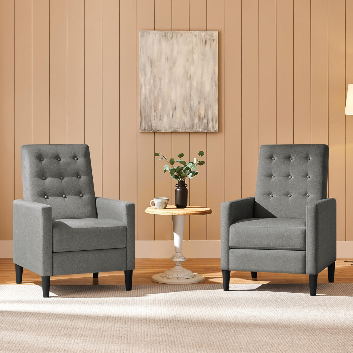 Yaheetech Fabric Recliner Chair Tufted Upholstered Single Sofa Gray