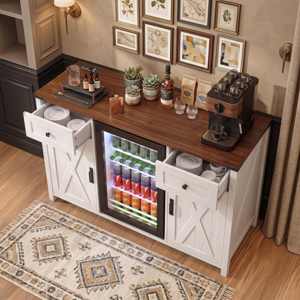39.4" Coffee Bar Cupboard with Fridge Spaceï¼Natural Oak-ws