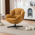 Swivel Accent Chair, Modern Recliner Lounge Chair with Metal Base Frame, Comfy Tufted Armchair for Living Room, Bedroom, Home Office, Brown