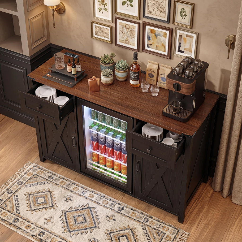 39.4" Coffee Bar Cupboard with Fridge Spaceï¼Natural Oak-ws