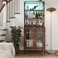 Garvee 67'' Liquor Bar Cabinet with Power Outlets & LED Lights for Home