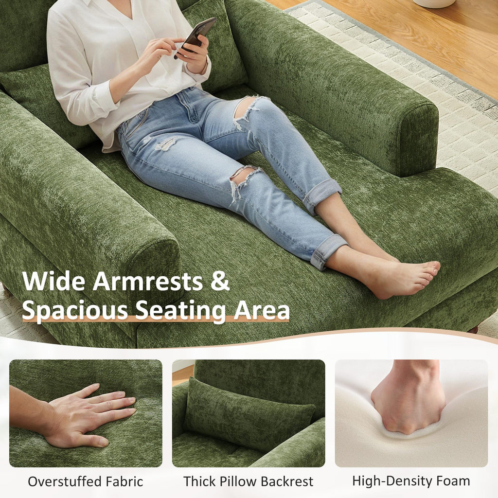 Oversized Chaise Lounge Chair with Adjustable Backrest, Polyester White