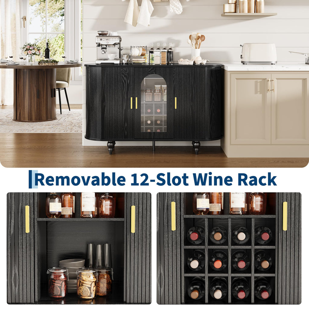 Garvee Bar Cabinet with Storage, Liquor Bar Cabinet with Sliding Door
