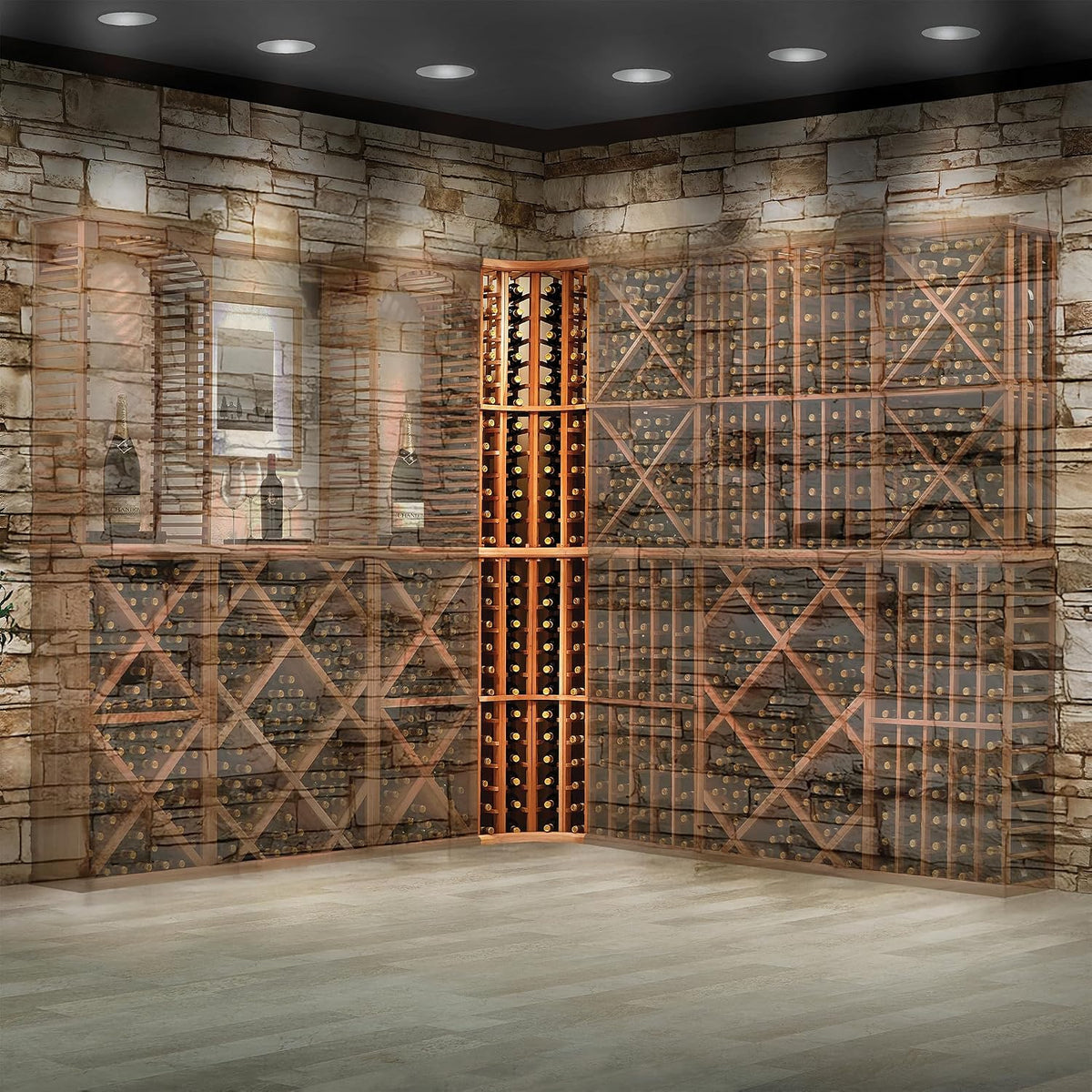 Wine Enthusiast N'FINITY Stackable 4 Foot Wine Rack - Curved Corner - Solid Mahogany - 48 Bottles - Stylish Durable Wine Rack Home Decor â Bar Cabinet Liquor Storage